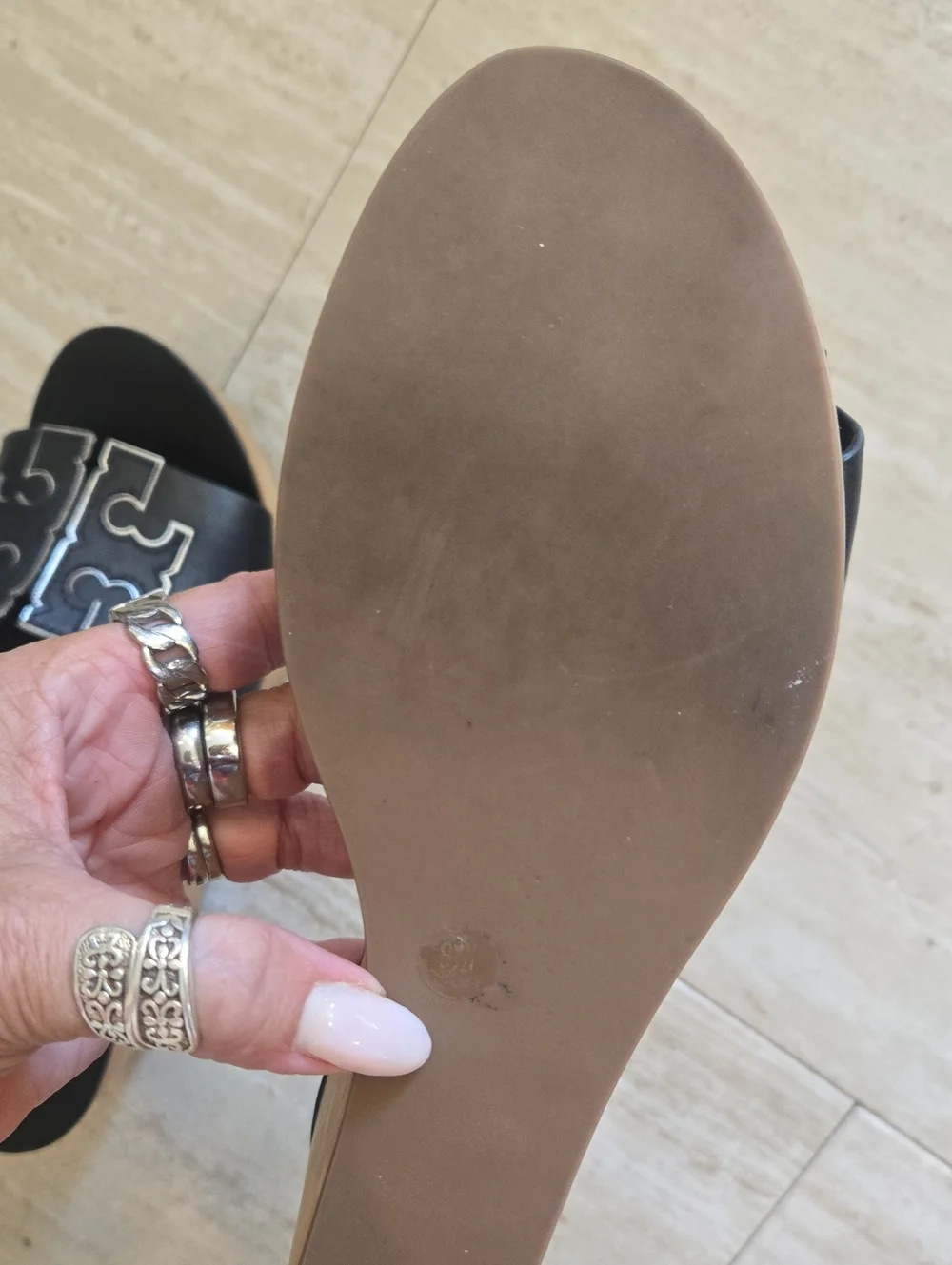 Tory Burch Ines Wooden Wedge Platform Leather Sandals